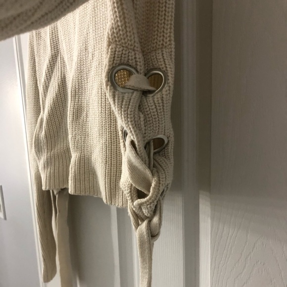 Cream Sweater with Lace Up Sides - Picture 3 of 4